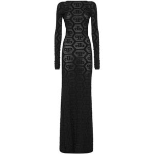 Philipp Plein, Dames, Jurken, Zwart, Maat: XL Viscose,