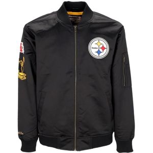 Mitchell & Ness, Heren, Jassen, Zwart, Maat: L Satijn,