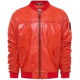 Carlo Colucci - Leren College Jack - Rood - Heren - Unieke Badge