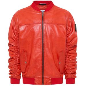 Carlo Colucci - Leren College Jack - Rood - Heren - Unieke Badge