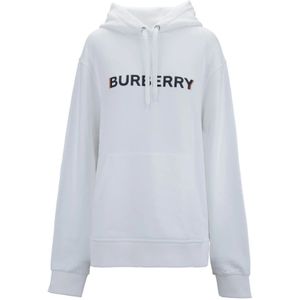 Burberry, Dames, Sweatshirts & Hoodies, Wit, Maat: XL Katoen,