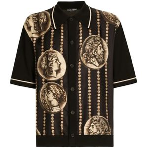 Dolce & Gabbana, Heren, Overhemden, Zwart, Maat: M Zijde,