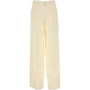 Magda Butrym, Dames, Broeken, Beige, Maat: S Zijde,