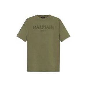 Balmain T-shirt met logo , Green , Heren , Maat: L