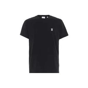Burberry Zwart T-shirt met geborduurd logo , Black , Heren , Maat: S