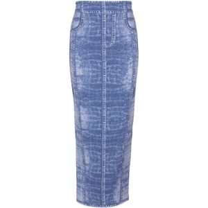 Balmain Midi rok in jacquard breisel met denim effect , Blue , Dames , Maat: 2XS
