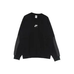 Nike Fleece Crewneck Sweatshirt Zwart/Antraciet/Wit , Black , Heren , Maat: XL