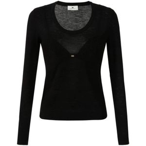 Elisabetta Franchi, Dames, Truien, Zwart, Maat: XS Wol,