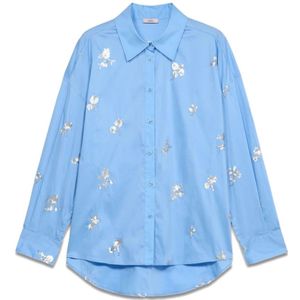 Oltre, Dames, Blouses & Shirts, Blauw, Maat: S Katoen,