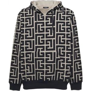 Balmain Monogram Hoodie , Beige , Heren , Maat: S