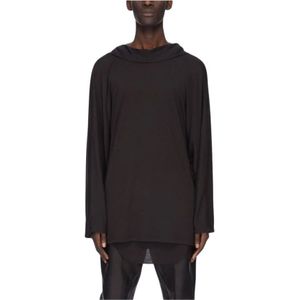 Rick Owens - Lange Hoodie - Bruin - Wol