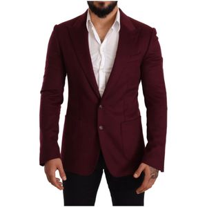 Dolce & Gabbana - Maroon Cashmere Slim Fit Blazer - Bruin - Heren
