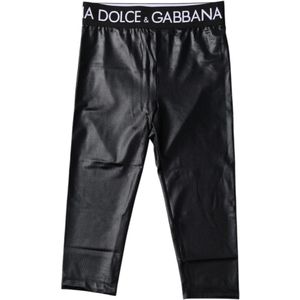 Dolce & Gabbana, Dames, Broeken, Zwart, Maat: S Nylon,