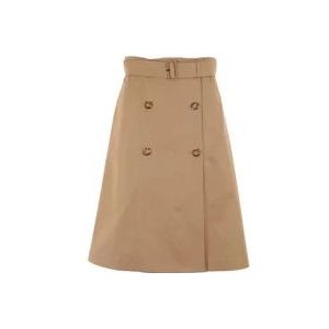 Burberry Bruine trapeze rok met afneembare riem , Brown , Dames , Maat: S