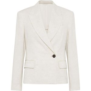 Brunello Cucinelli, Dames, Jassen, Beige, Maat: S Linnen,