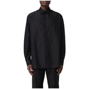 Valentino, Heren, Overhemden, Zwart, Maat: M Zijde,