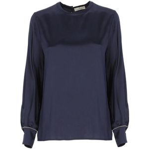 Panicale, Dames, Blouses & Shirts, Blauw, Maat: XS Satijn,