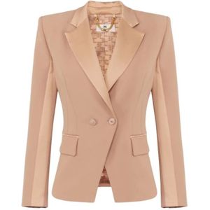 Elisabetta Franchi, Dames, Jassen, Beige, Maat: XL Satijn,