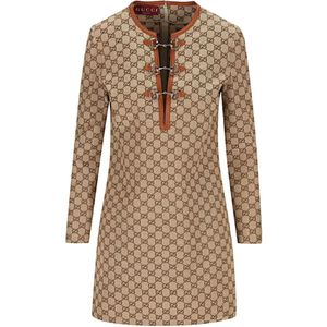 Gucci, Dames, Jurken, Bruin, Maat: XS