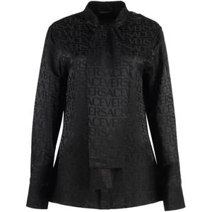 Versace, Dames, Blouses & Shirts, Zwart, Maat: XS Satijn,