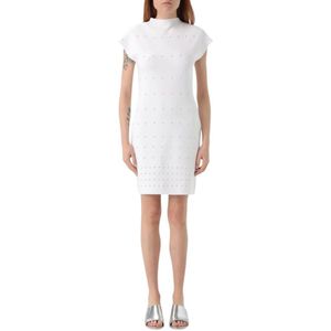 Liu Jo - Jurk - Wit - 100% Polyester - Korte Lengte - Kristallen Details