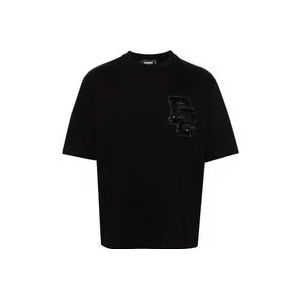Dsquared2 Paillet Logo T-shirt Zwart , Black , Heren , Maat: 2XL