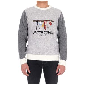 Jacob Cohën, Heren, Truien, Grijs, Maat: 3XL Wol,