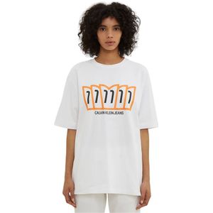 Calvin Klein, Dames, Tops, Wit, Maat: M Katoen,