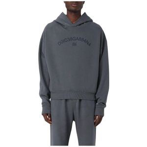 Dolce & Gabbana, Heren, Sweatshirts & Hoodies, Grijs, Maat: S Katoen,