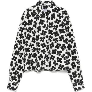 Msgm, Dames, Blouses & Shirts, Zwart, Maat: XS Katoen,