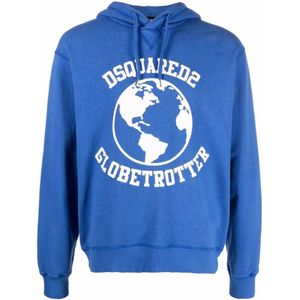 Dsquared2, Heren, Sweatshirts & Hoodies, Blauw, Maat: S Katoen,