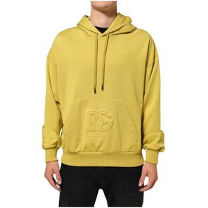 Dolce & Gabbana, Heren, Sweatshirts & Hoodies, Geel, Maat: M Katoen,