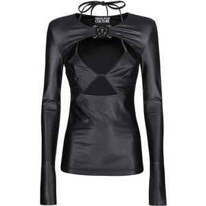 Versace Jeans Couture, Dames, Tops, Zwart, Maat: XS Polyamide,