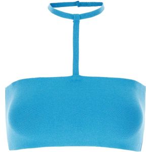 Andrea Adamo, Dames, Tops, Blauw, Maat: XS Nylon,