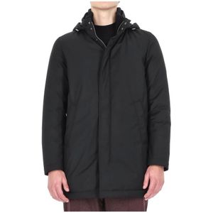 Herno, Heren, Jassen, Zwart, Maat: M Leer,