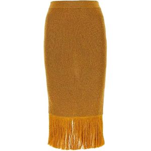 Bottega Veneta, Dames, Rokken, Bruin, Maat: L Viscose,