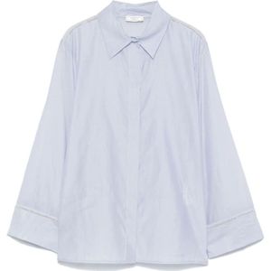 Peserico, Dames, Blouses & Shirts, Blauw, Maat: M Katoen,