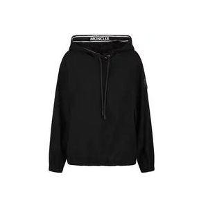 Moncler Logo-appliquè satijnen hoodie met stretch design , Black , Dames , Maat: XS