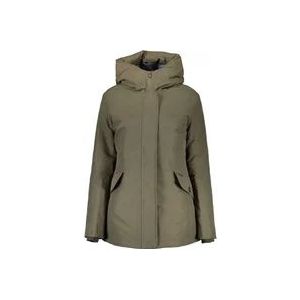 Woolrich Hoodie met rits en logo , Green , Heren , Maat: M