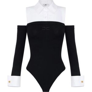 Elisabetta Franchi, Dames, Tops, Zwart, Maat: S Katoen,