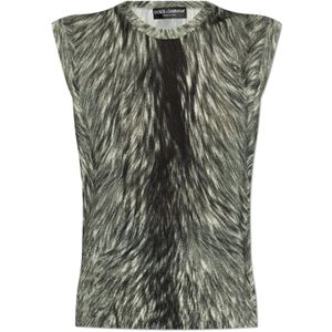 Dolce & Gabbana, Dames, Tops, Grijs, Maat: 2XS Zijde,