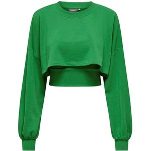 Only, Dames, Sweatshirts & Hoodies, Groen, Maat: M Katoen,
