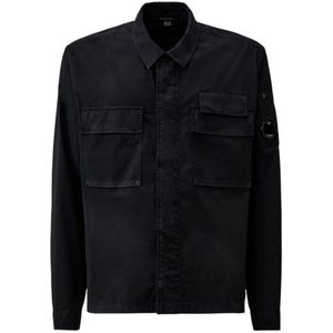 C.p. Company - Overhemd - Blauw - Verborgen Ritssluiting - Twee Borstzakken