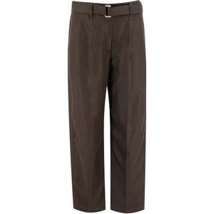 Brunello Cucinelli, Dames, Broeken, Bruin, Maat: S Linnen,