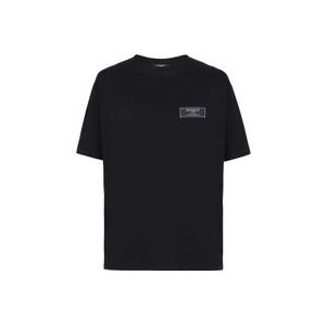 Balmain T-shirt met Pierre-label , Black , Heren , Maat: XS