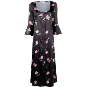 Ganni, Dames, Jurken, Zwart, Maat: M Poliester,