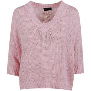 Roberto Collina, Dames, Truien, Roze, Maat: XS Katoen,