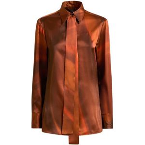 Kiton, Dames, Blouses & Shirts, Bruin, Maat: XS Zijde,