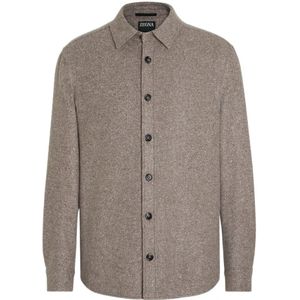 Zegna, Heren, Overhemden, Beige, Maat: XL Zijde,