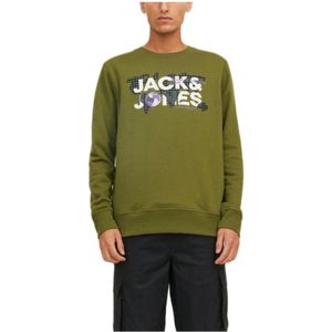 Jack & Jones, Heren, Sweatshirts & Hoodies, Groen, Maat: S Katoen,